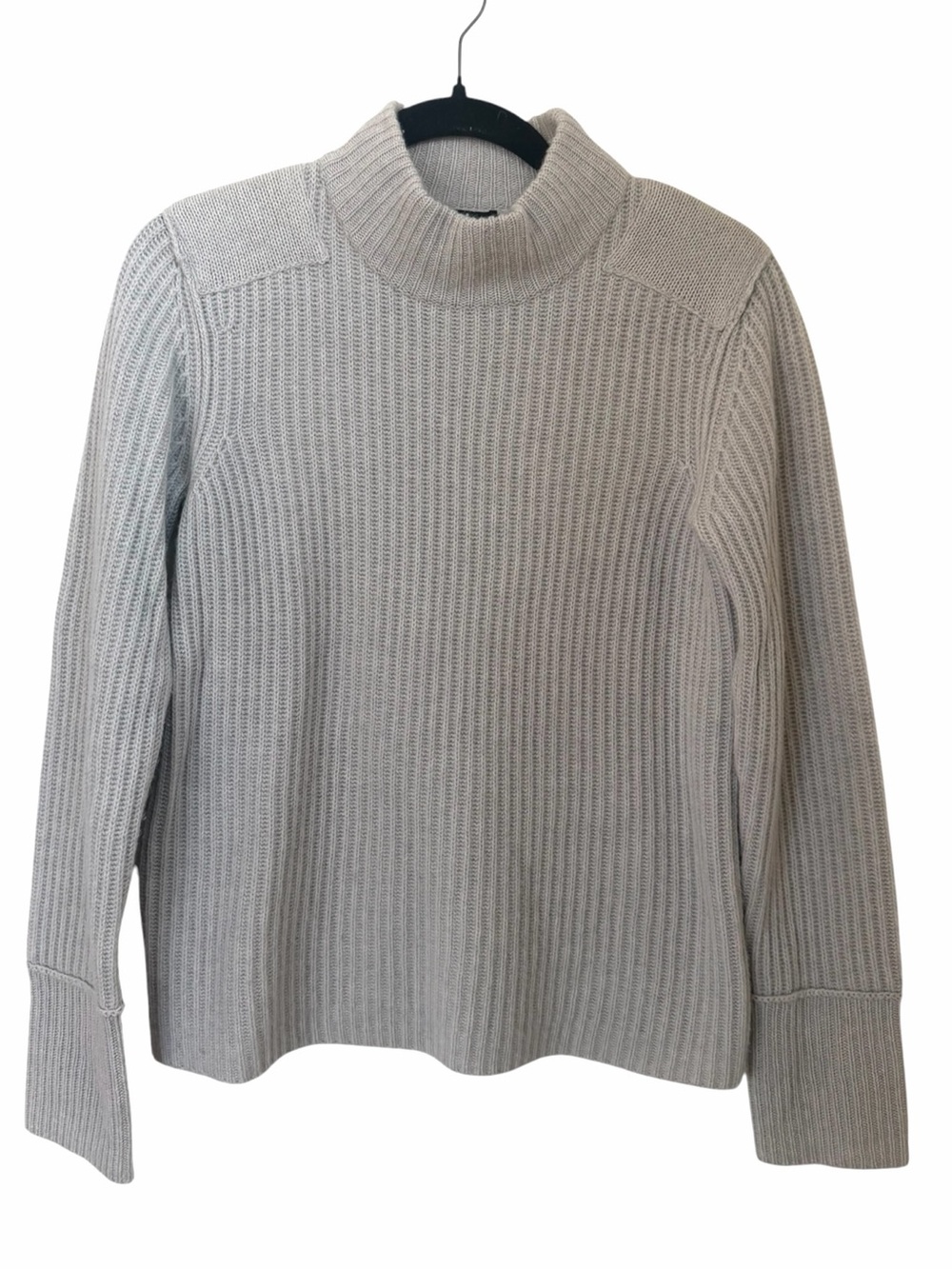 James Perse Cashmere Ribbed Mock Turtleneck Sweater in Pearl Gray